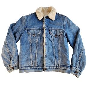 LEVI'S Sherpa Lined Denim Jacket Mens 38 Trucker Type III VTG 70s Red Tab 72605